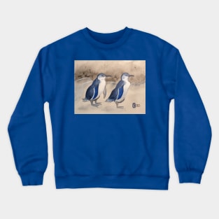 Blue penguins along the coastline Crewneck Sweatshirt